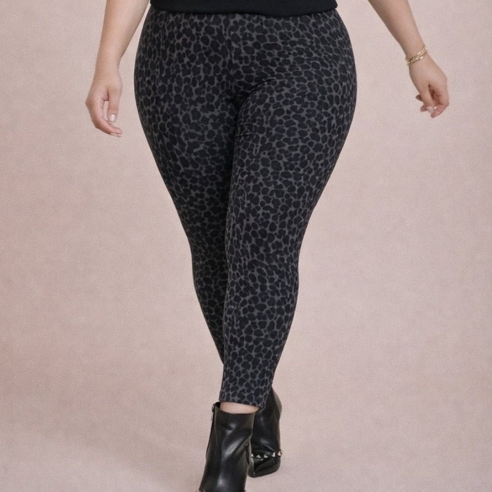 🖤🐆 Faded Glory | Black Leopard Print Jeggings | XL | Sleek & Fierce Statement